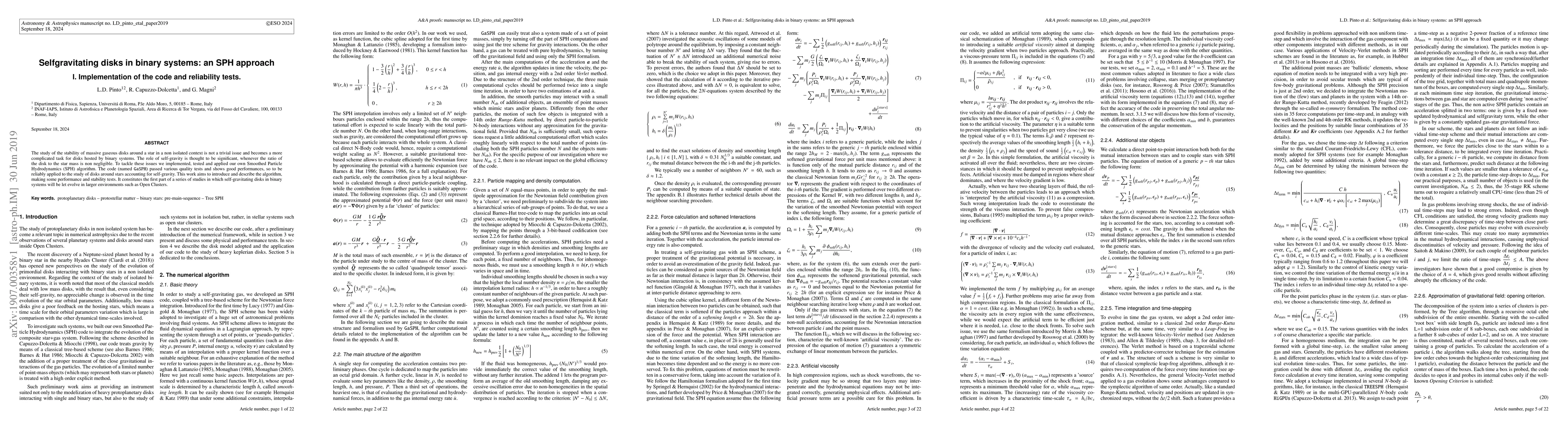 Thumbnail for Selfgravitating disks in binary systems: an SPH approach -- I.
  Implementation of the code and reliability tests