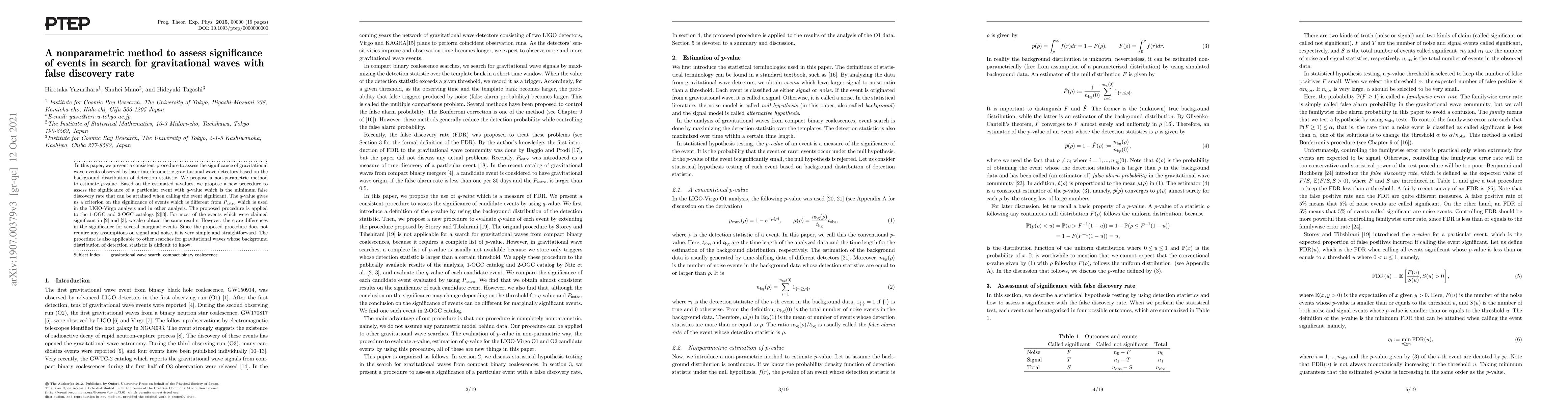 Thumbnail for A nonparametric method to assess significance of events in search for
  gravitational waves with false discovery rate