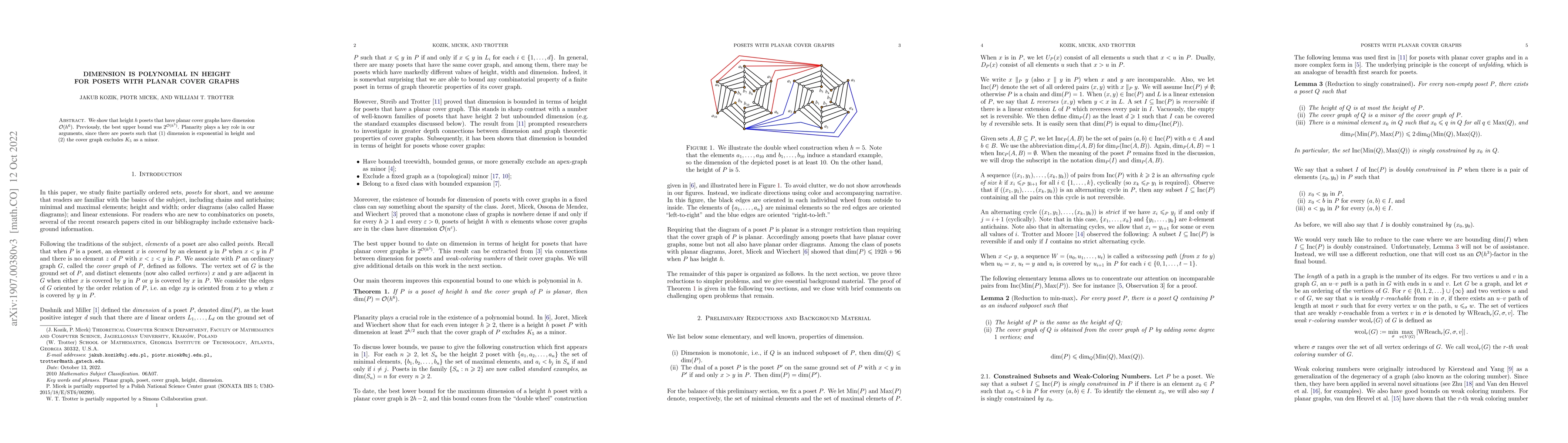 Thumbnail for Dimension is polynomial in height for posets with planar cover graphs