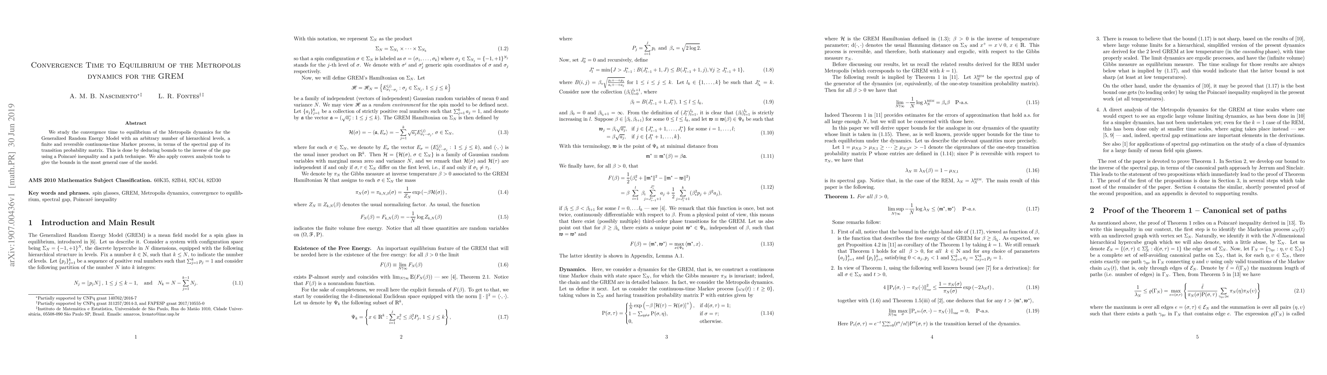 Thumbnail for Convergence Time to Equilibrium of the Metropolis dynamics for the GREM
