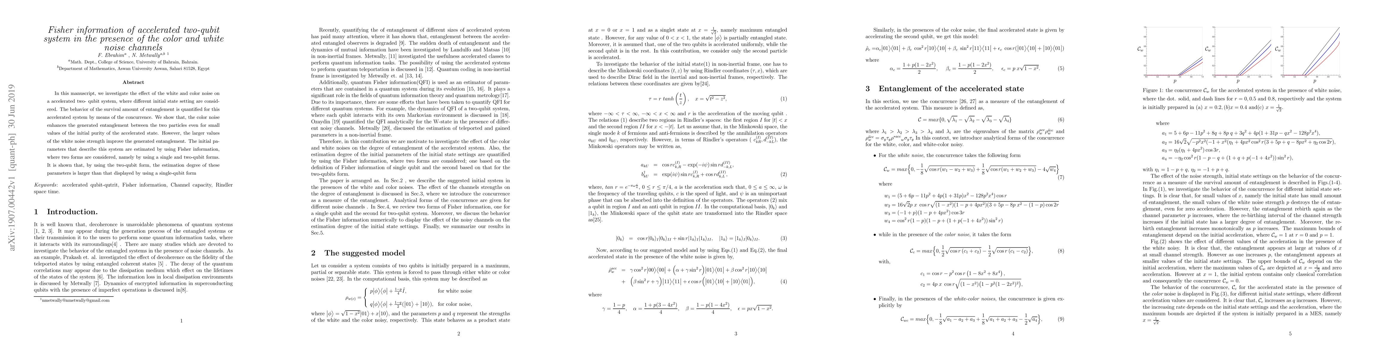 Thumbnail for Fisher information of accelerated two-qubit system in the presence of
  the color and white noise channels