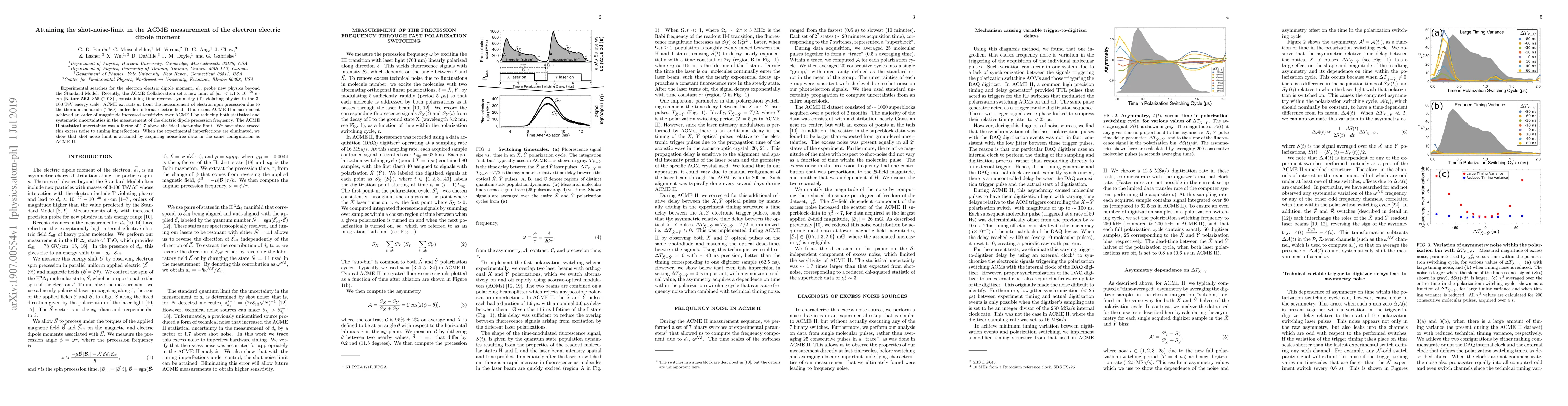Thumbnail for Attaining the shot-noise-limit in the ACME measurement of the electron
  electric dipole moment