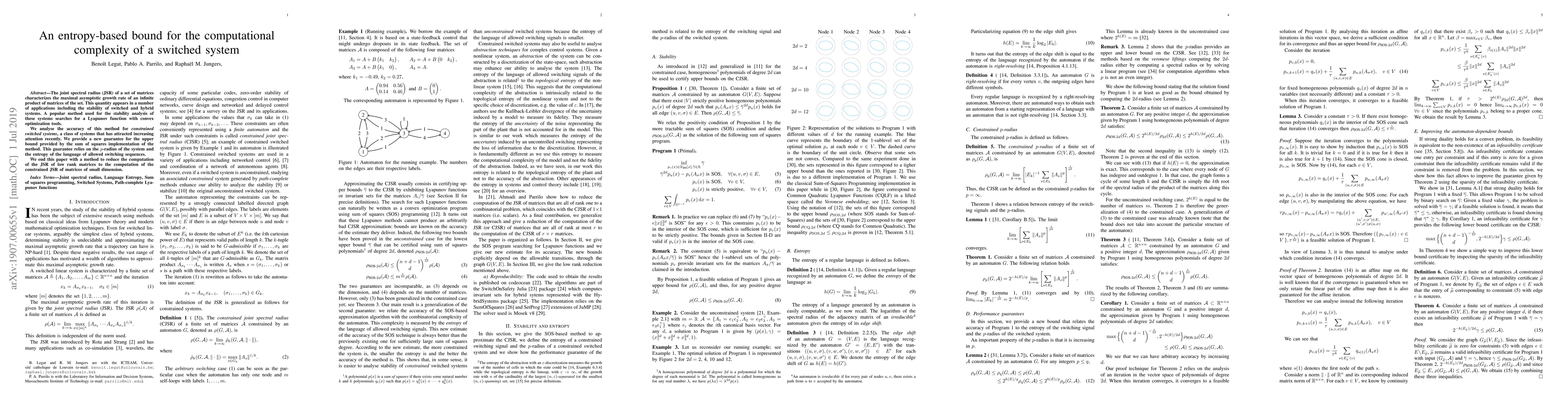 Thumbnail for An entropy-based bound for the computational complexity of a switched
  system