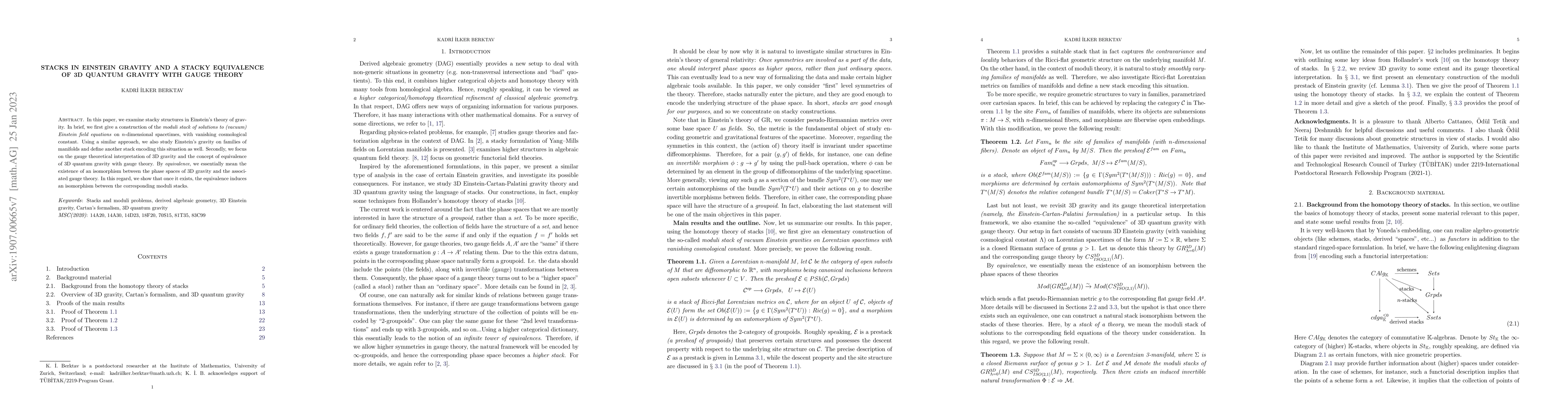 Thumbnail for Stacks in Einstein Gravity and a Stacky Equivalence of 3D Quantum
  Gravity with Gauge Theory
