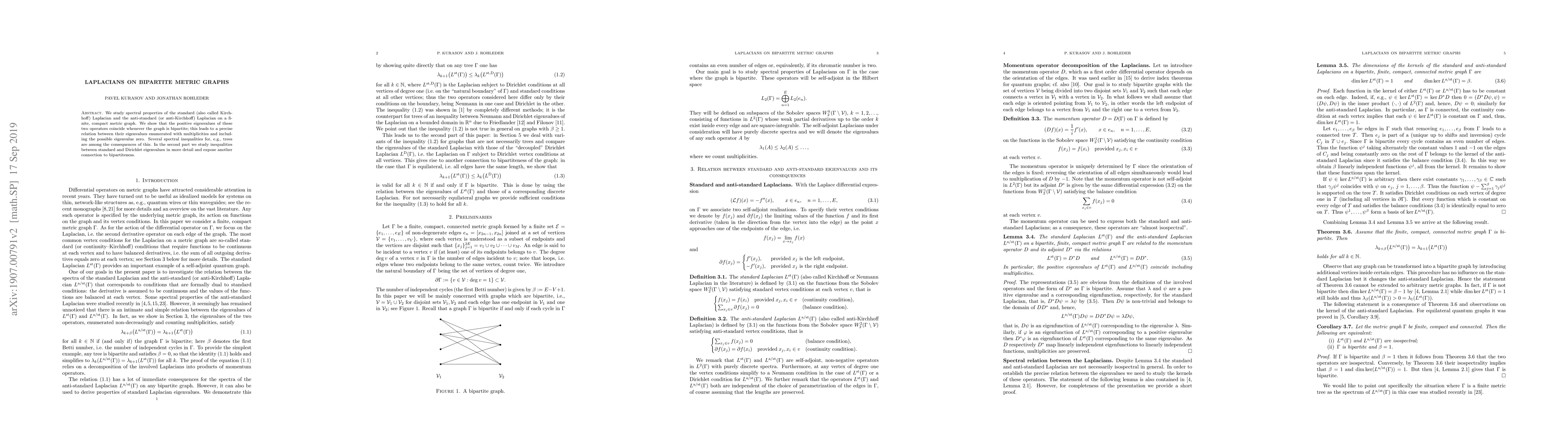Thumbnail for Laplacians on bipartite metric graphs