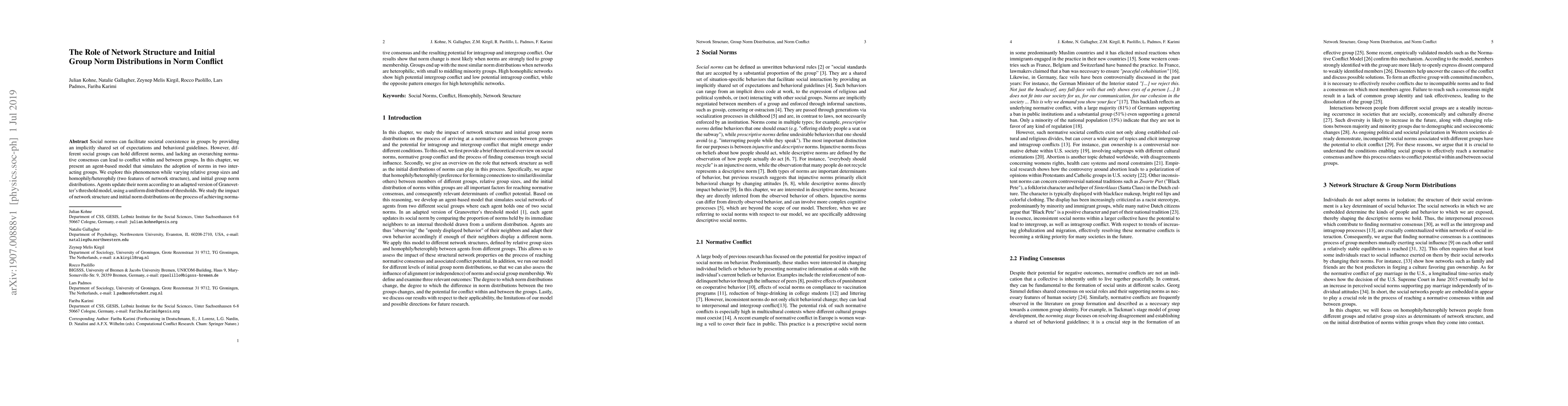 Thumbnail for The Role of Network Structure and Initial Group Norm Distributions in
  Norm Conflict