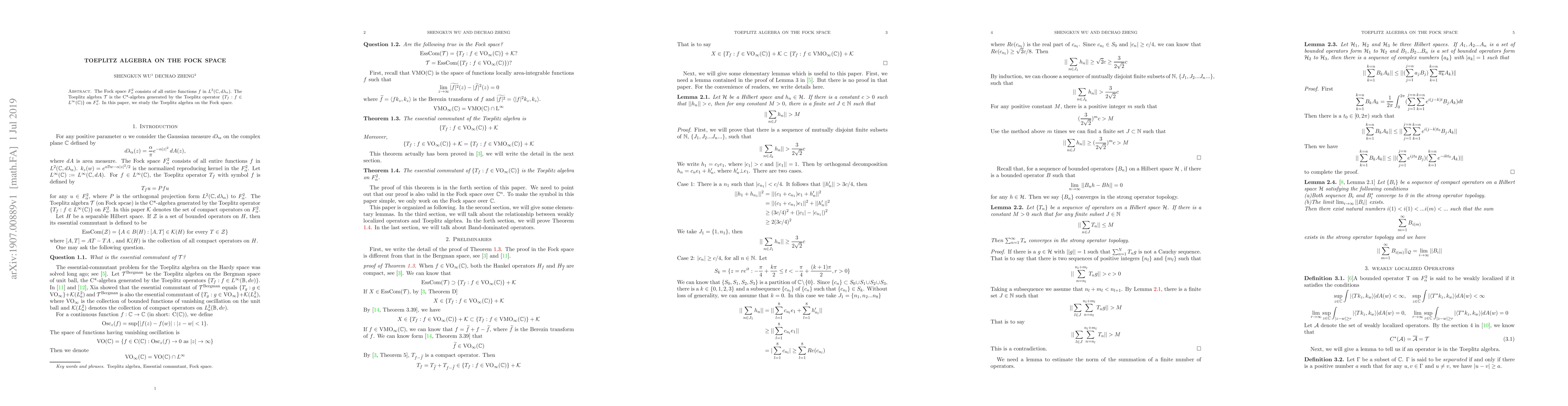 Thumbnail for Toeplitz algebra on the Fock space