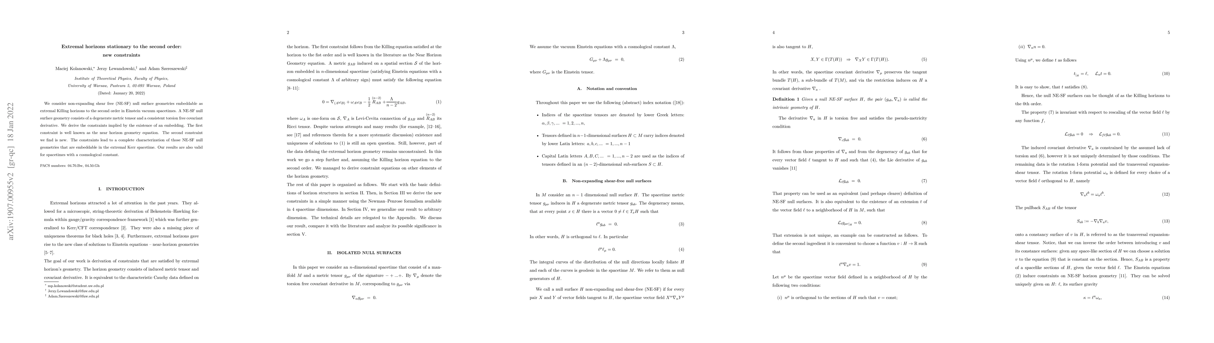 Thumbnail for Extremal horizons stationary to the second order: new constraints