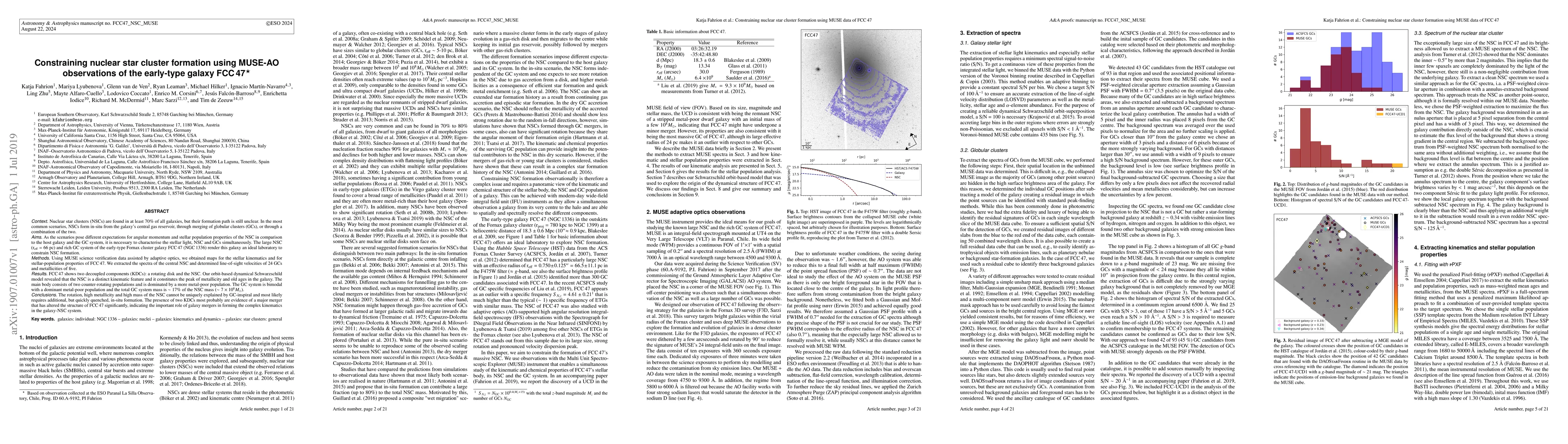 Thumbnail for Constraining nuclear star cluster formation using MUSE-AO observations
  of the early-type galaxy FCC47