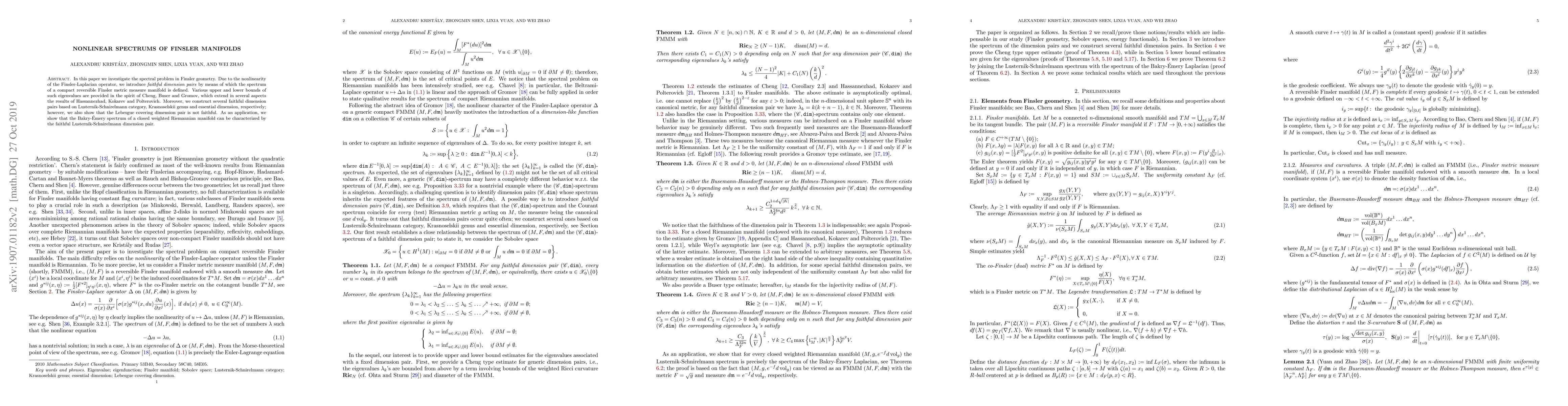 Thumbnail for Nonlinear spectrums of Finsler manifolds