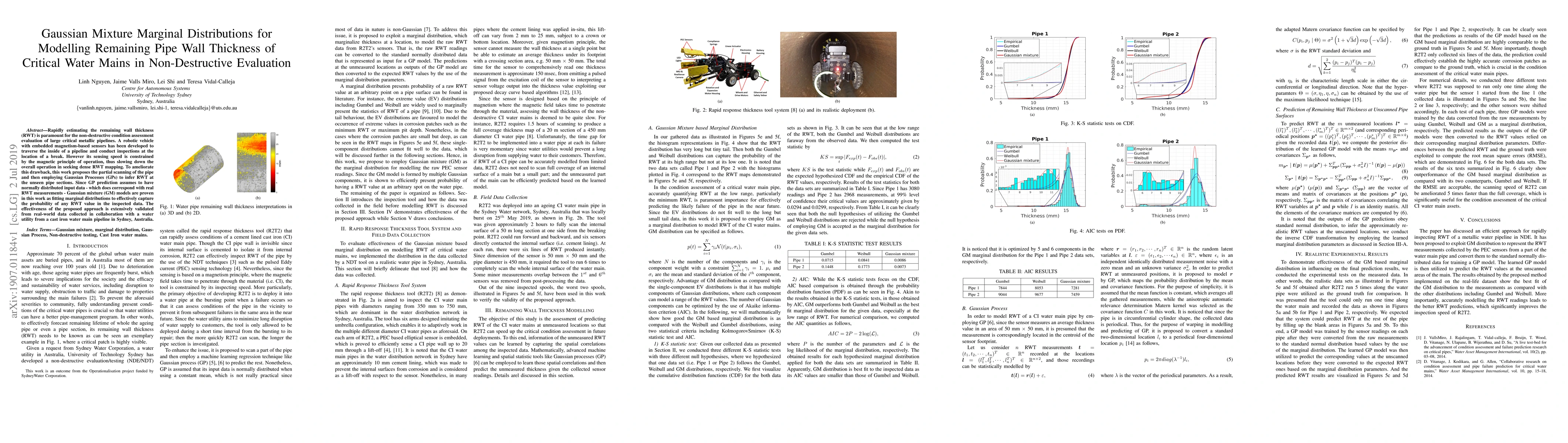 Thumbnail for Gaussian Mixture Marginal Distributions for Modelling Remaining Pipe
  Wall Thickness of Critical Water Mains in Non-Destructive Evaluation