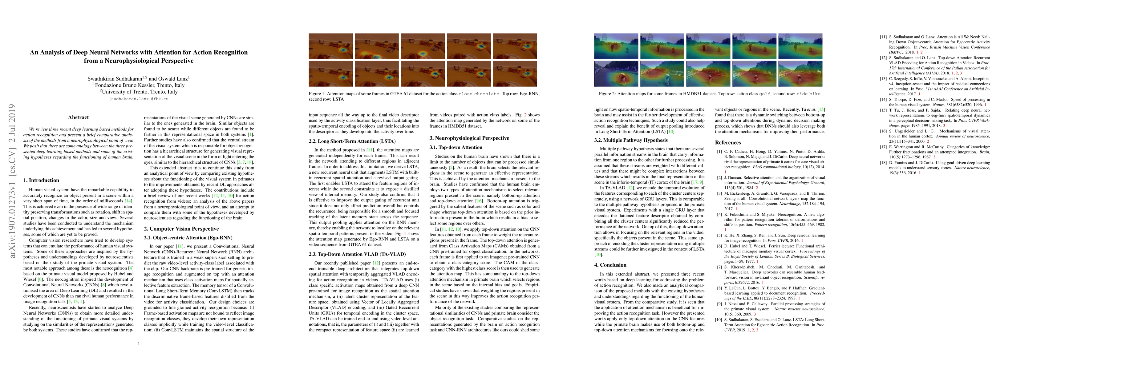 Thumbnail for An Analysis of Deep Neural Networks with Attention for Action
  Recognition from a Neurophysiological Perspective