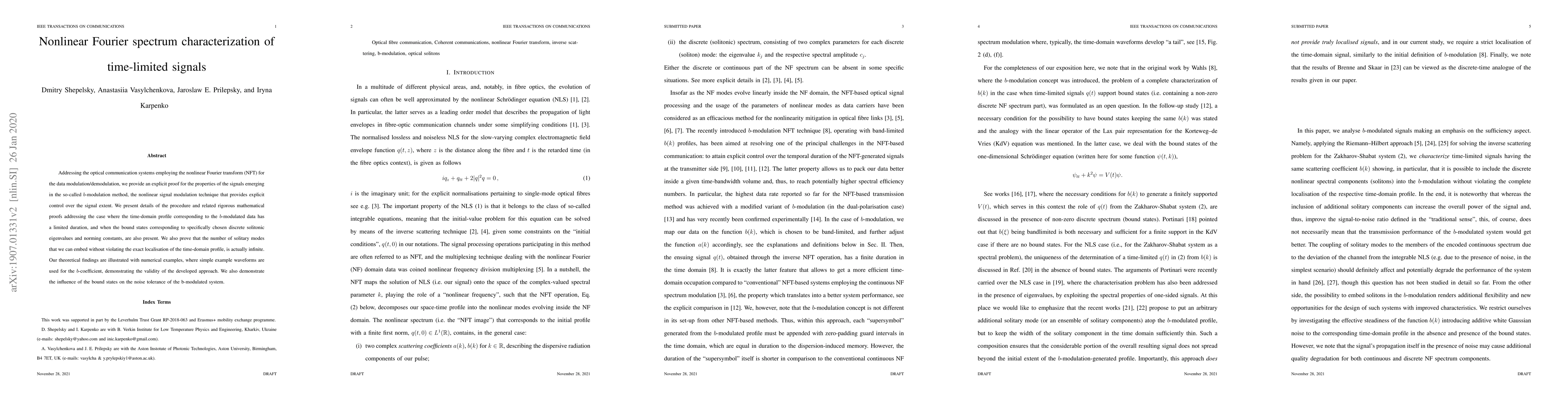 Thumbnail for Nonlinear Fourier spectrum characterization of time-limited signals
