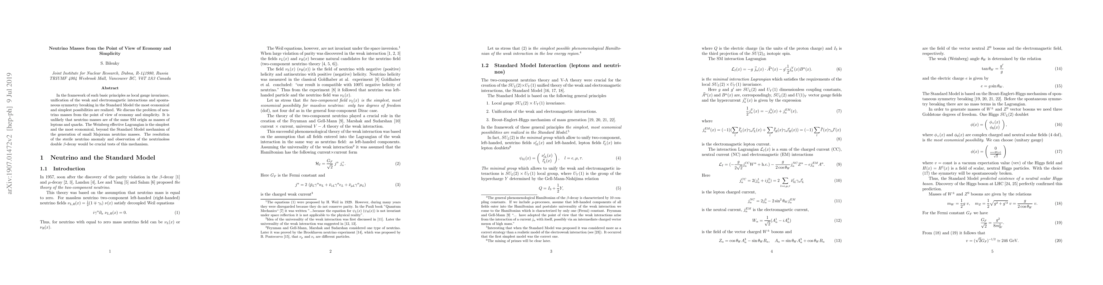 Thumbnail for Neutrino Masses from the Point of View of Economy and Simplicity