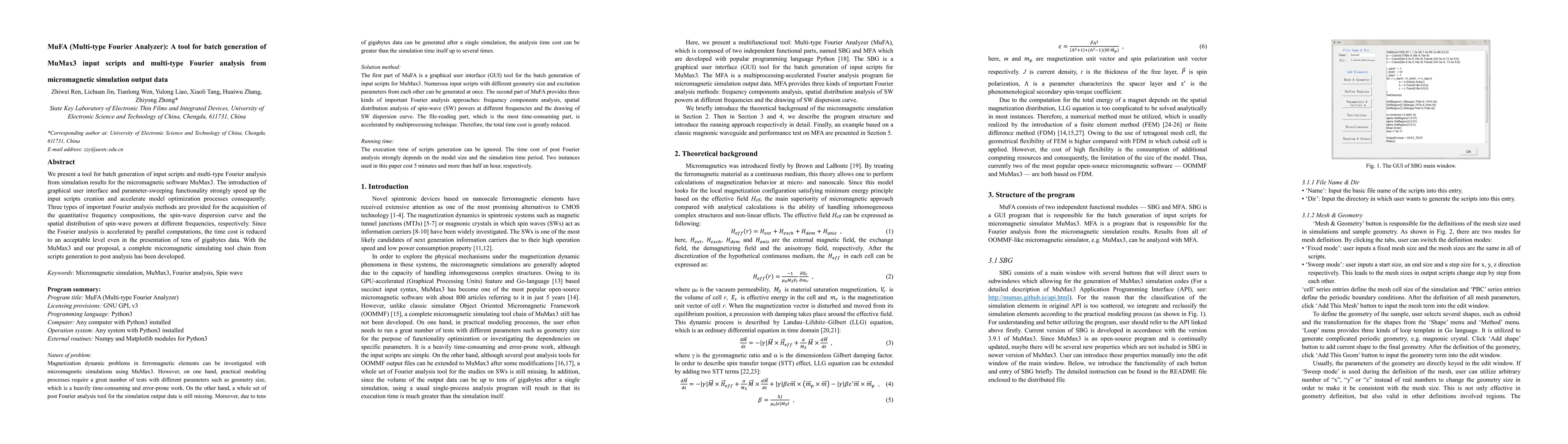 Thumbnail for MuFA (Multi-type Fourier Analyzer): A tool for batch generation of
  MuMax3 input scripts and multi-type Fourier analysis from micromagnetic
  simulation output data