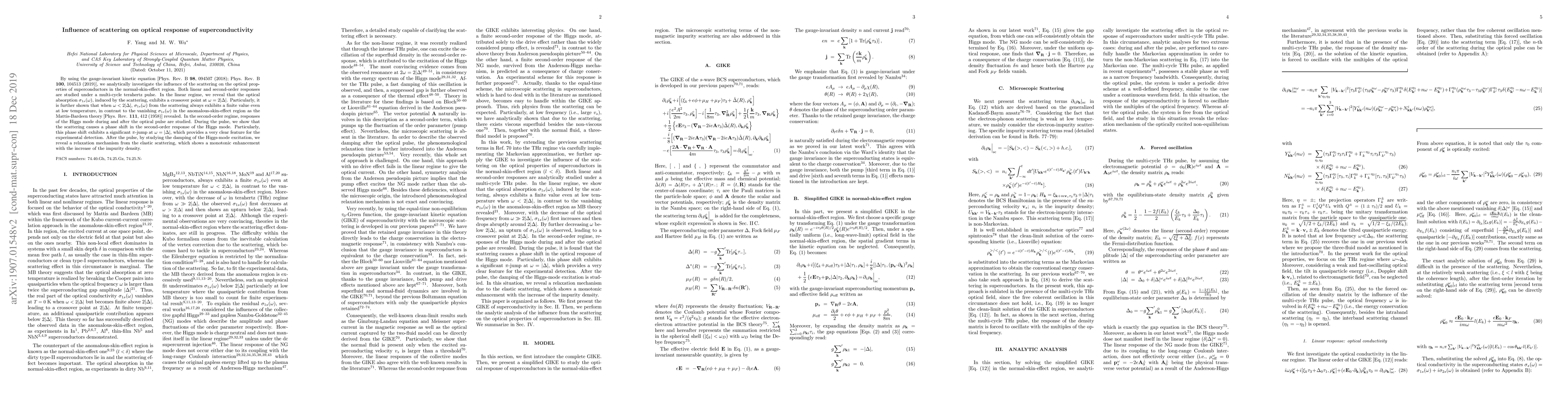 Thumbnail for Influence of scattering on optical response of superconductivity
