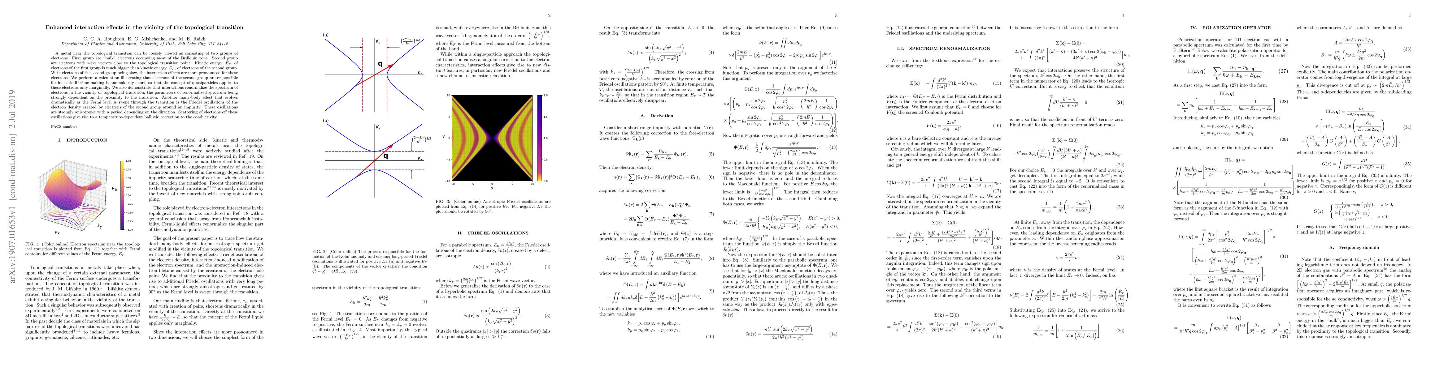 Thumbnail for Enhanced interaction effects in the vicinity of the topological
  transition