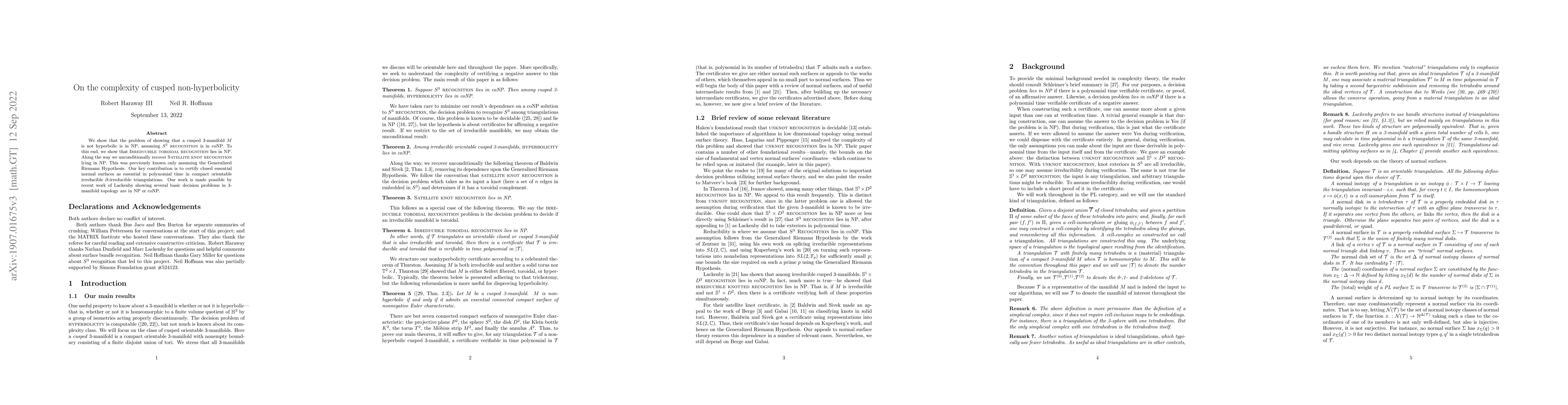 Thumbnail for On the complexity of cusped non-hyperbolicity