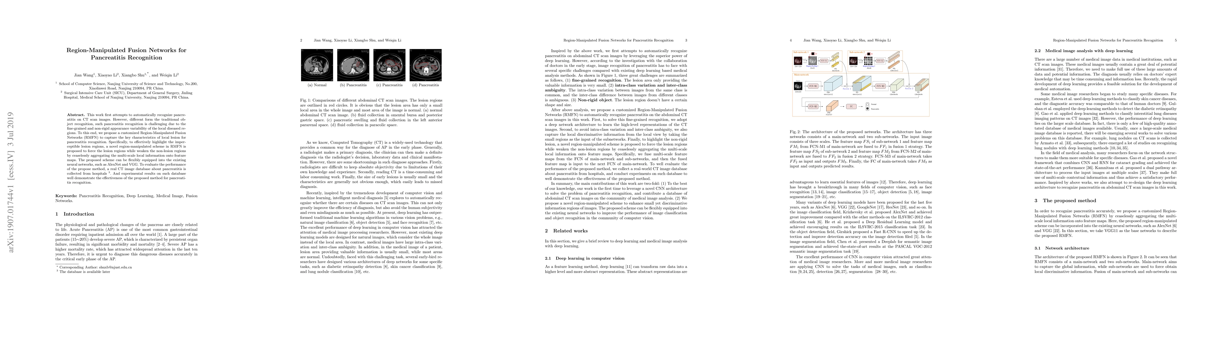 Thumbnail for Region-Manipulated Fusion Networks for Pancreatitis Recognition