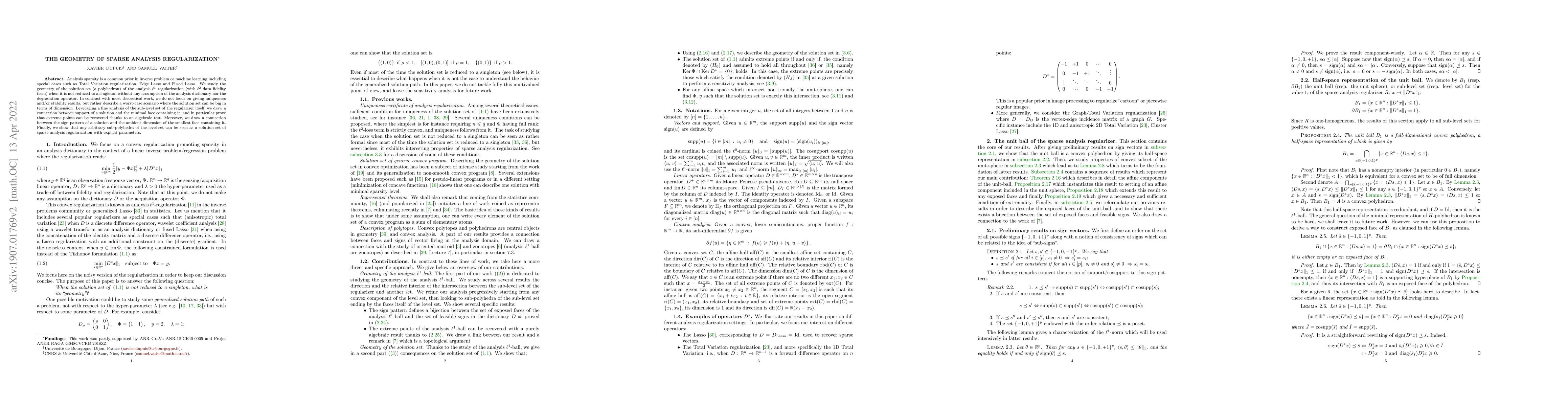 Thumbnail for The Geometry of Sparse Analysis Regularization