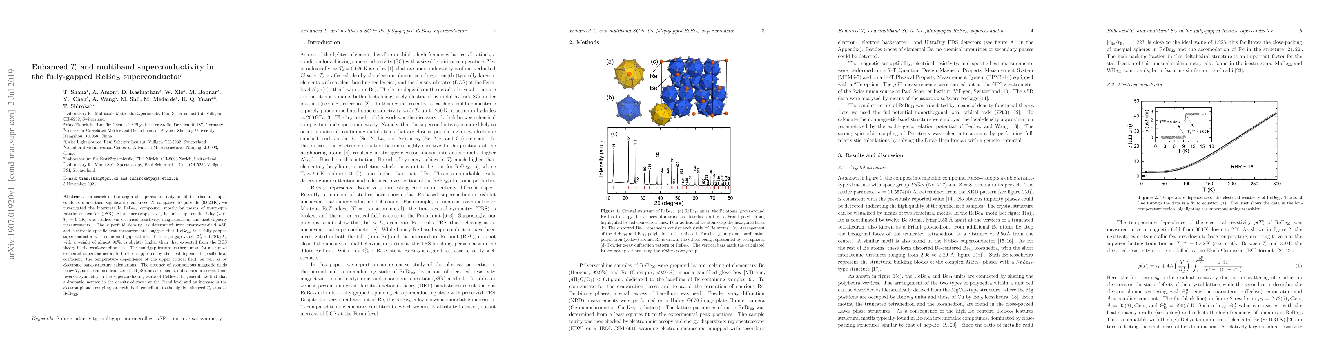 Thumbnail for Enhanced $T_c$ and multiband superconductivity in the fully-gapped
  ReBe$_{22}$ superconductor
