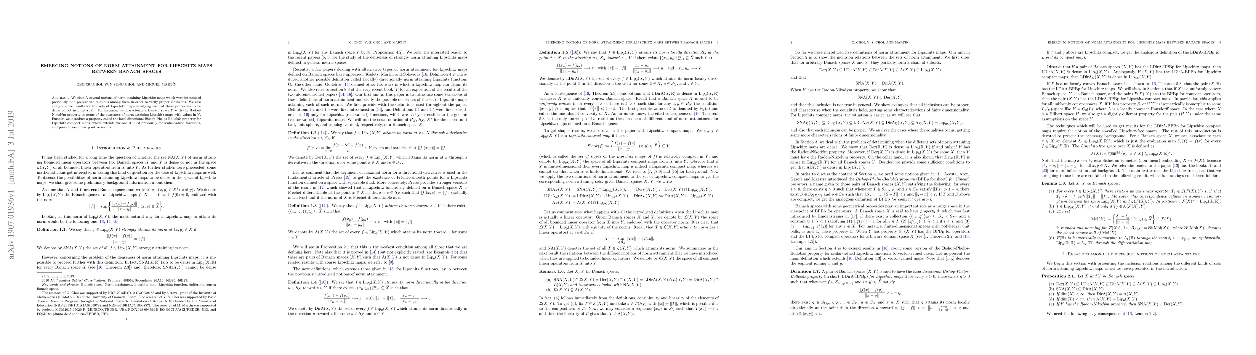 Thumbnail for Emerging notions of norm attainment for Lipschitz maps between Banach
  spaces