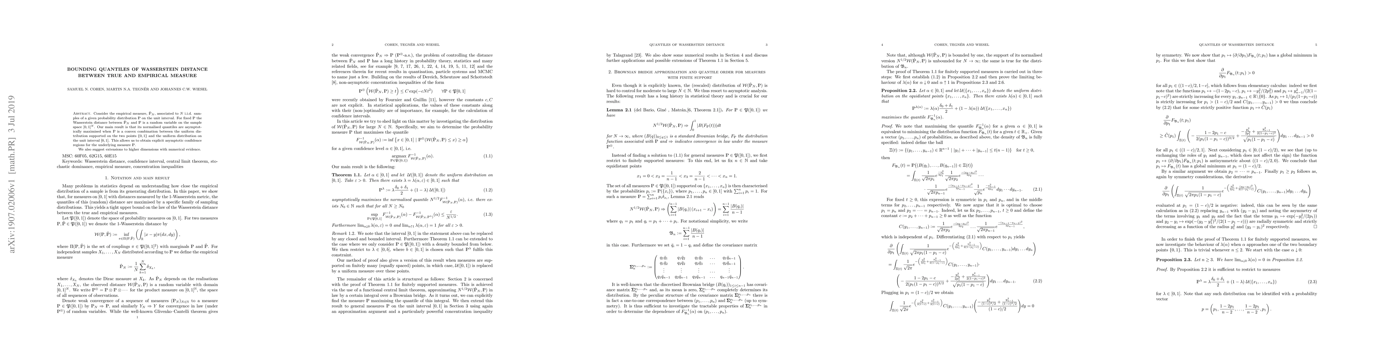 Thumbnail for Bounding quantiles of Wasserstein distance between true and empirical
  measure