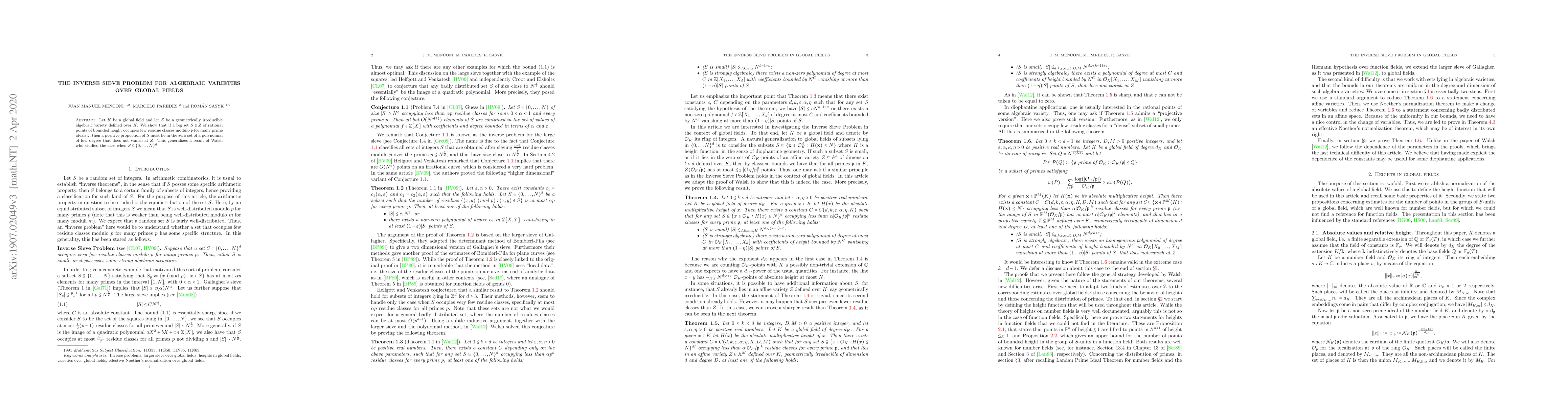 Thumbnail for The inverse sieve problem for algebraic varieties over global fields