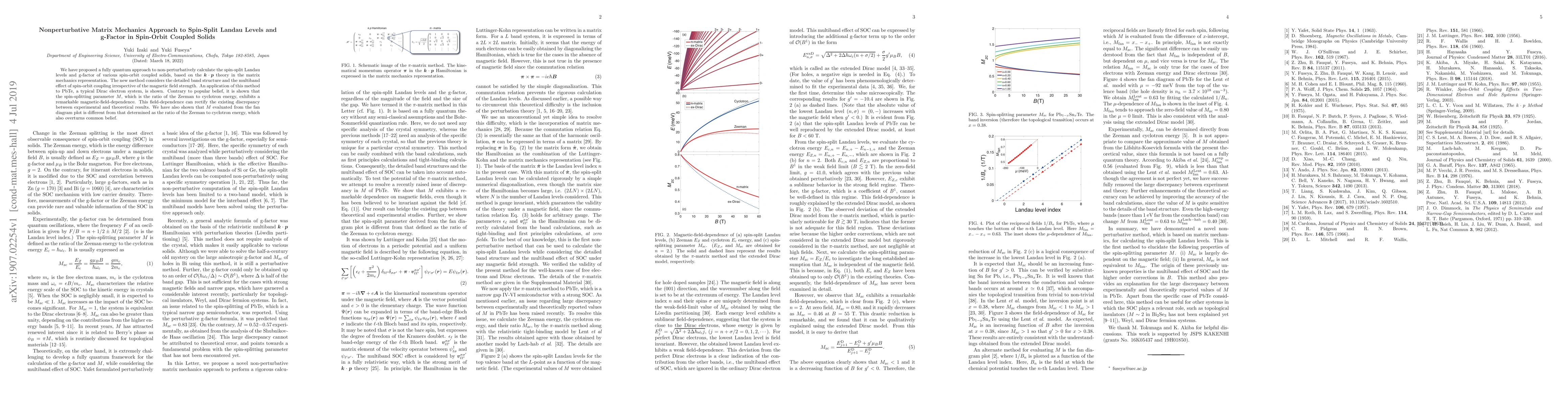 Thumbnail for Nonperturbative Matrix Mechanics Approach to Spin-Split Landau Levels
  and g-Factor in Spin-Orbit Coupled Solids