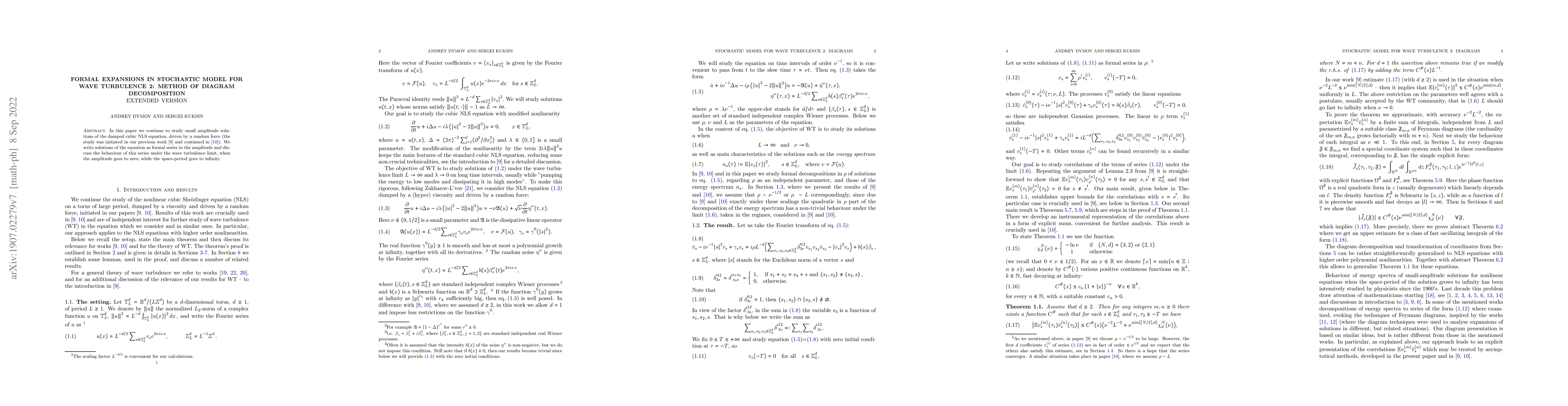 Thumbnail for Formal expansions in stochastic model for wave turbulence 2: method of
  diagram decomposition (complete version)