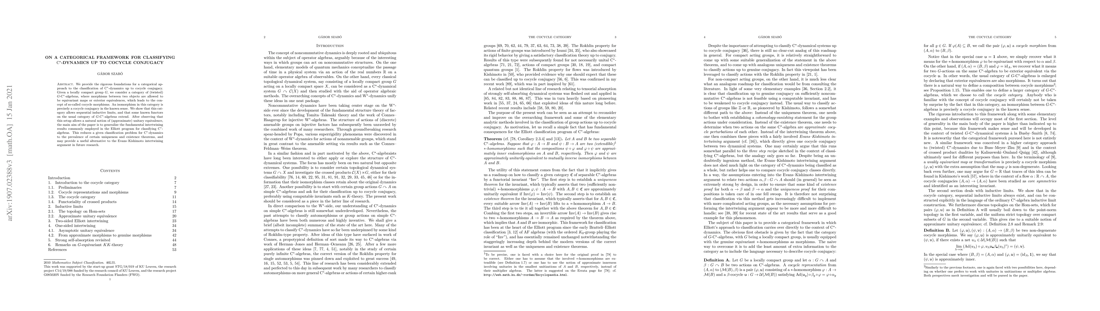 Thumbnail for On a categorical framework for classifying C*-dynamics up to cocycle
  conjugacy