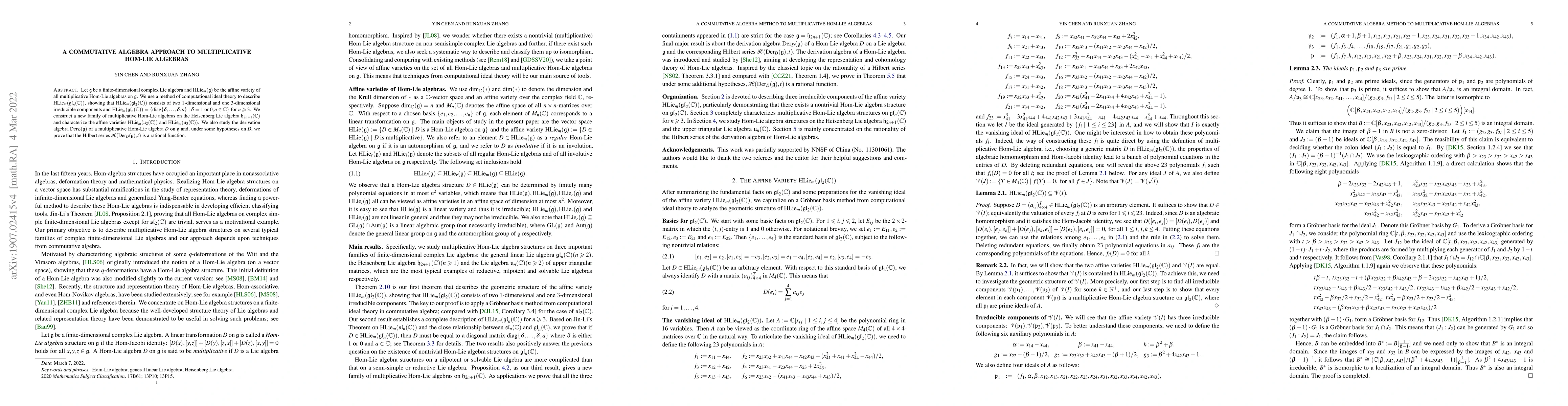 Thumbnail for A commutative algebra approach to multiplicative Hom-Lie algebras