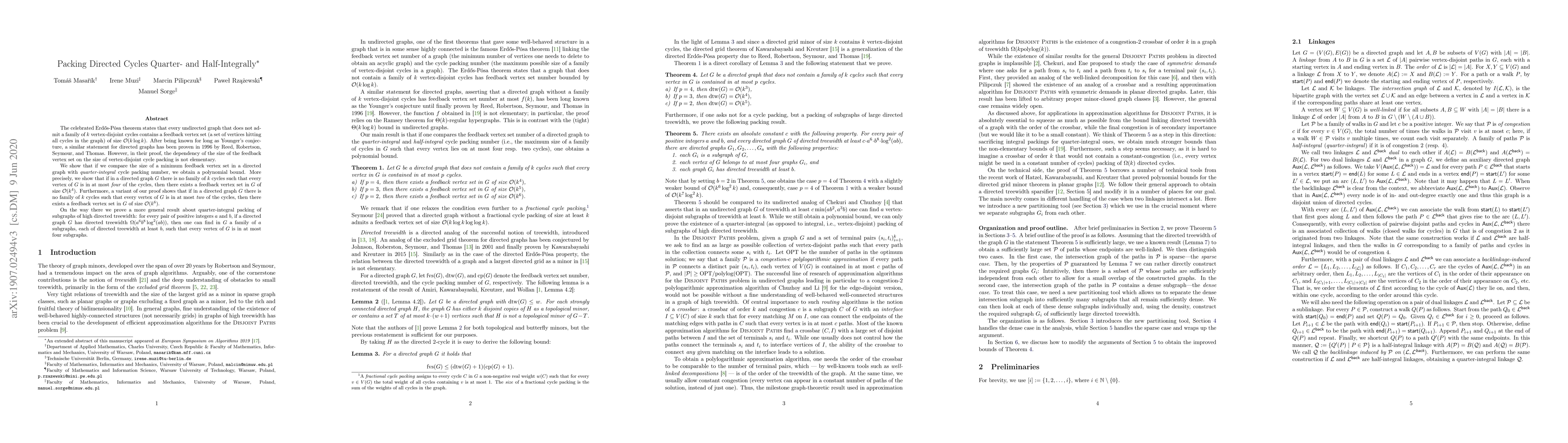 Thumbnail for Packing Directed Cycles Quarter- and Half-Integrally