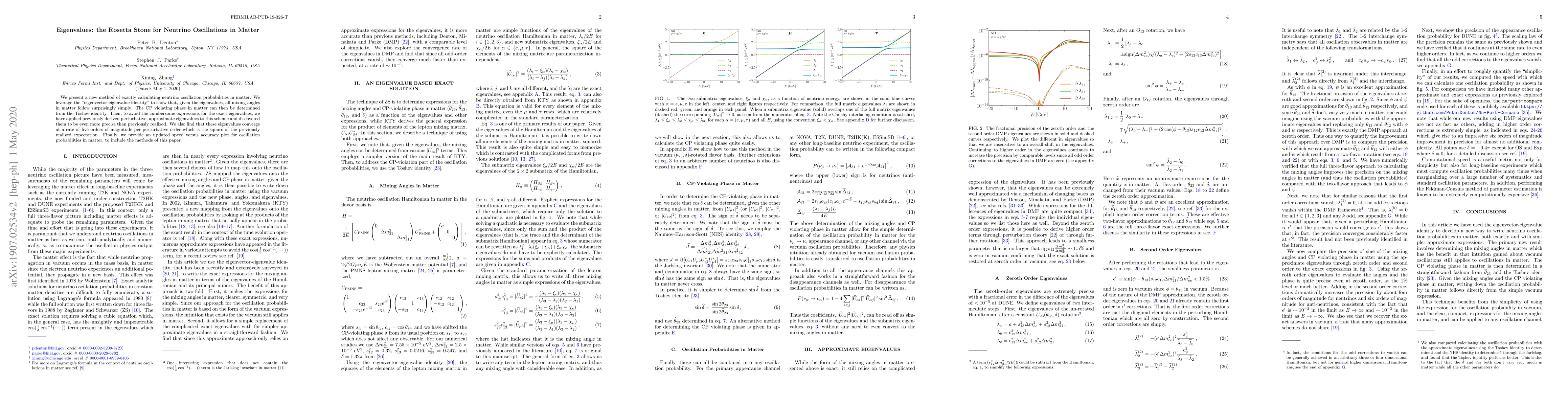 Thumbnail for Eigenvalues: the Rosetta Stone for Neutrino Oscillations in Matter