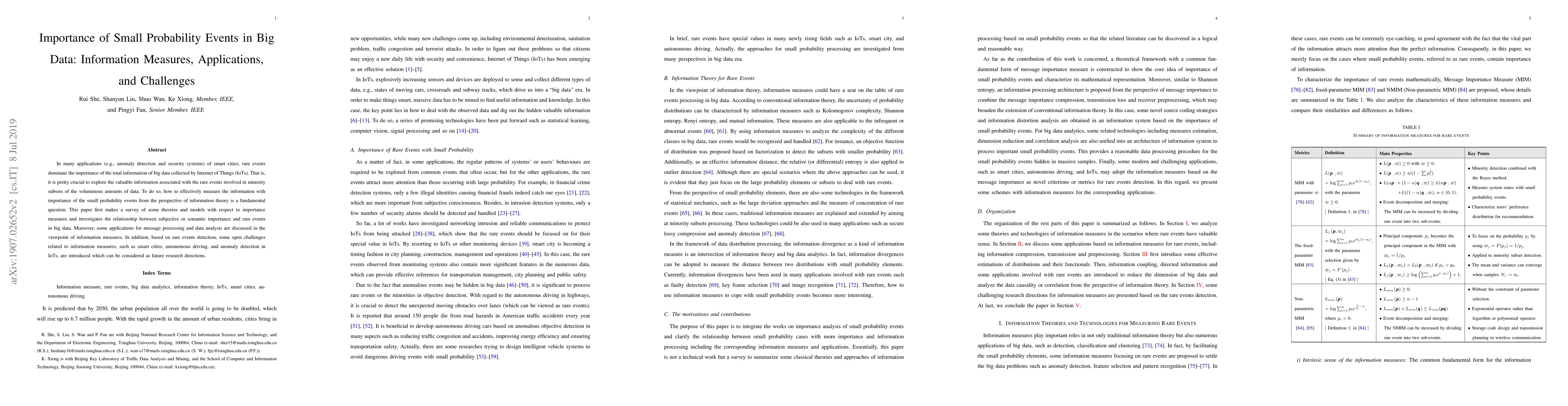 Thumbnail for Importance of Small Probability Events in Big Data: Information
  Measures, Applications, and Challenges