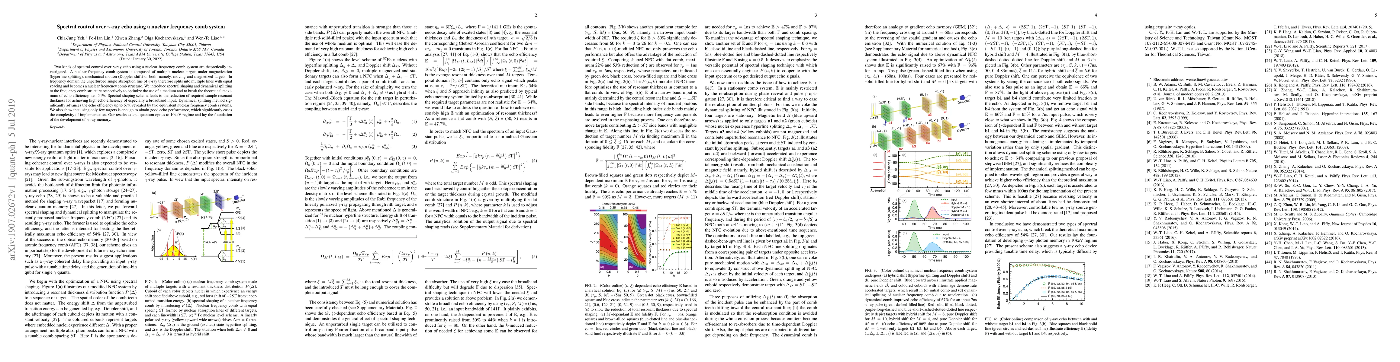 Thumbnail for Spectral control over $\gamma$-ray echo using a nuclear frequency comb
  system