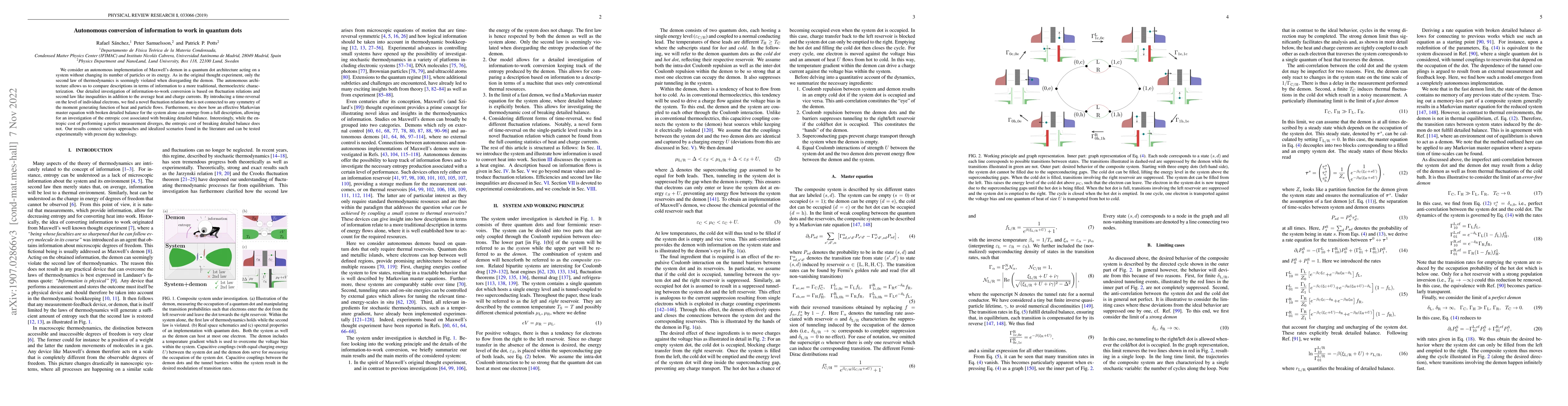 Thumbnail for Autonomous conversion of information to work in quantum dots