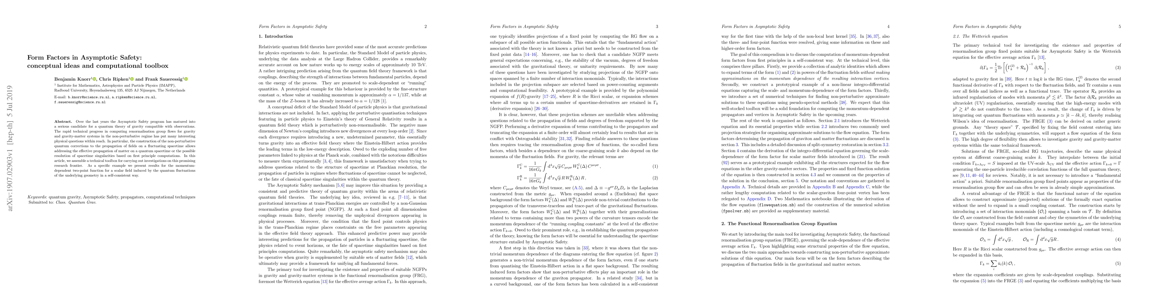 Thumbnail for Form Factors in Asymptotic Safety: conceptual ideas and computational
  toolbox