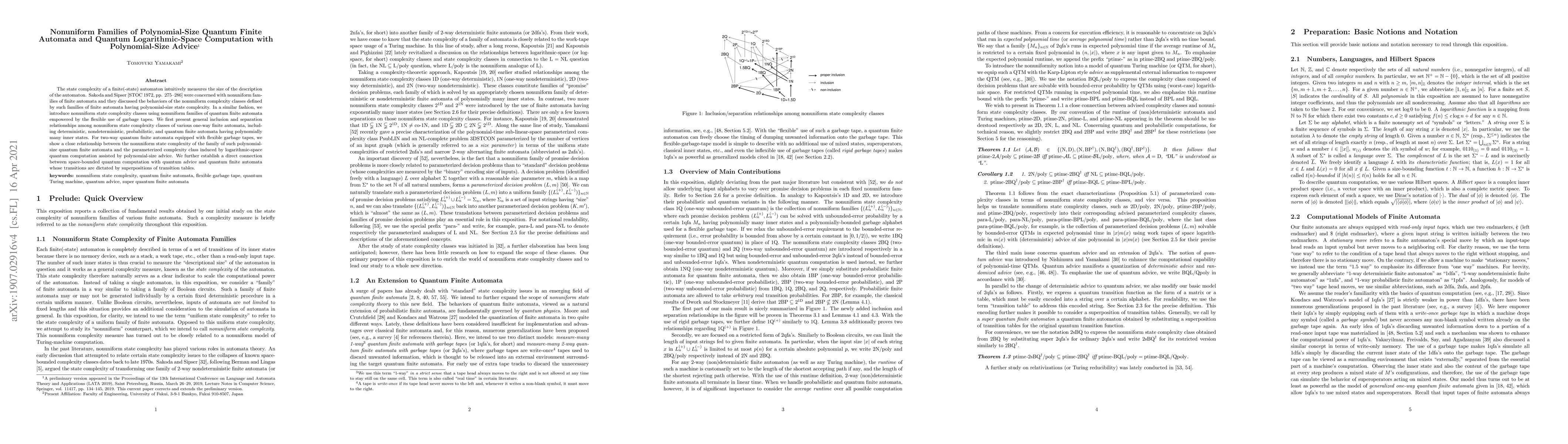 Thumbnail for Nonuniform Families of Polynomial-Size Quantum Finite Automata and
  Quantum Logarithmic-Space Computation with Polynomial-Size Advice