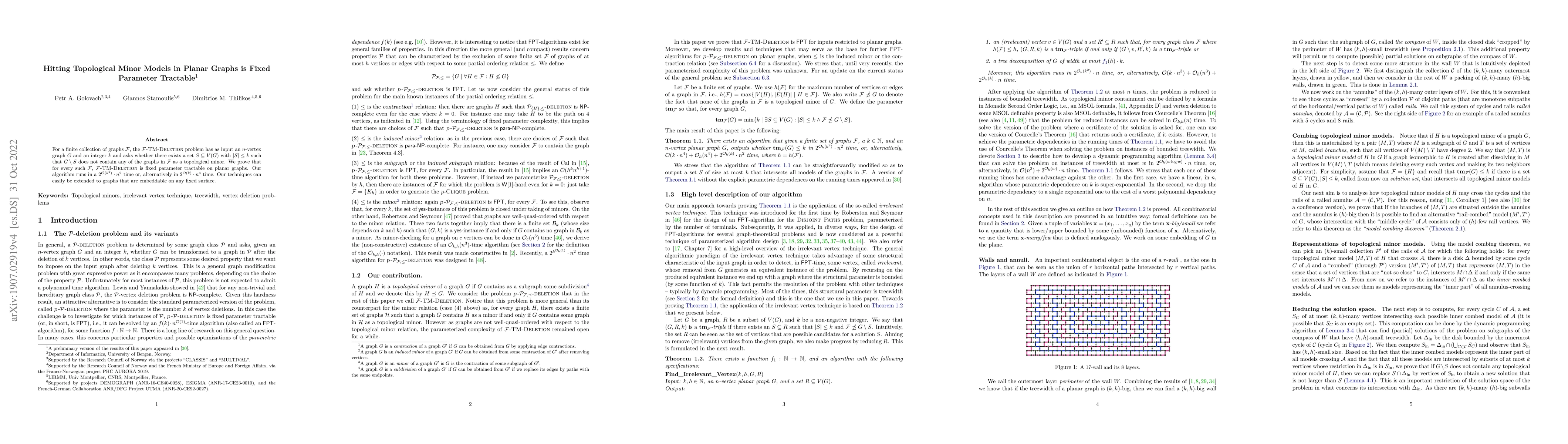 Thumbnail for Hitting Topological Minor Models in Planar Graphs is Fixed Parameter
  Tractable