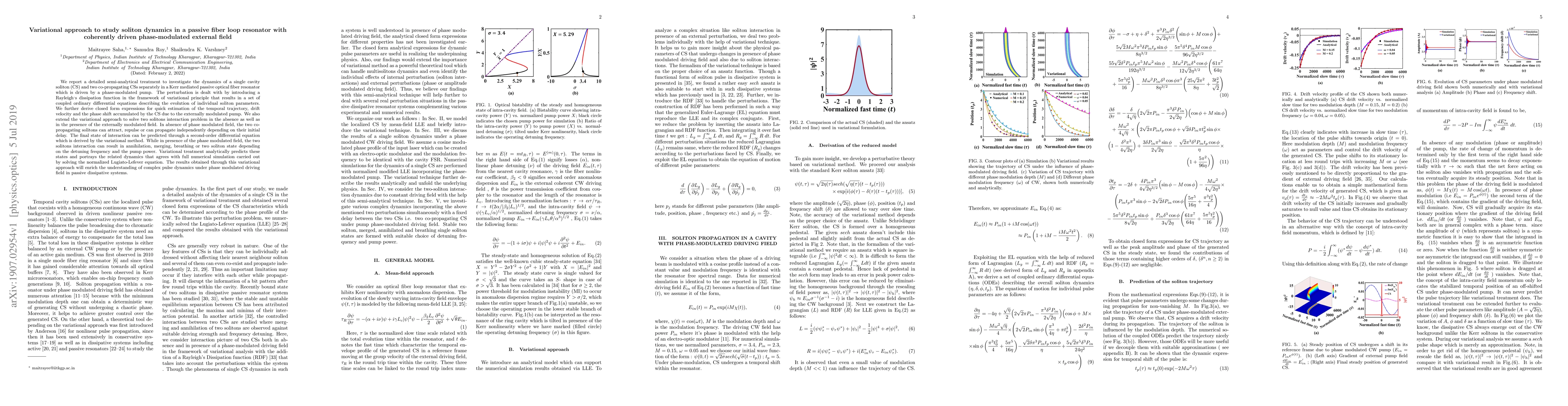 Thumbnail for Variational approach to study soliton dynamics in a passive fiber loop
  resonator with coherently driven phase-modulated external field