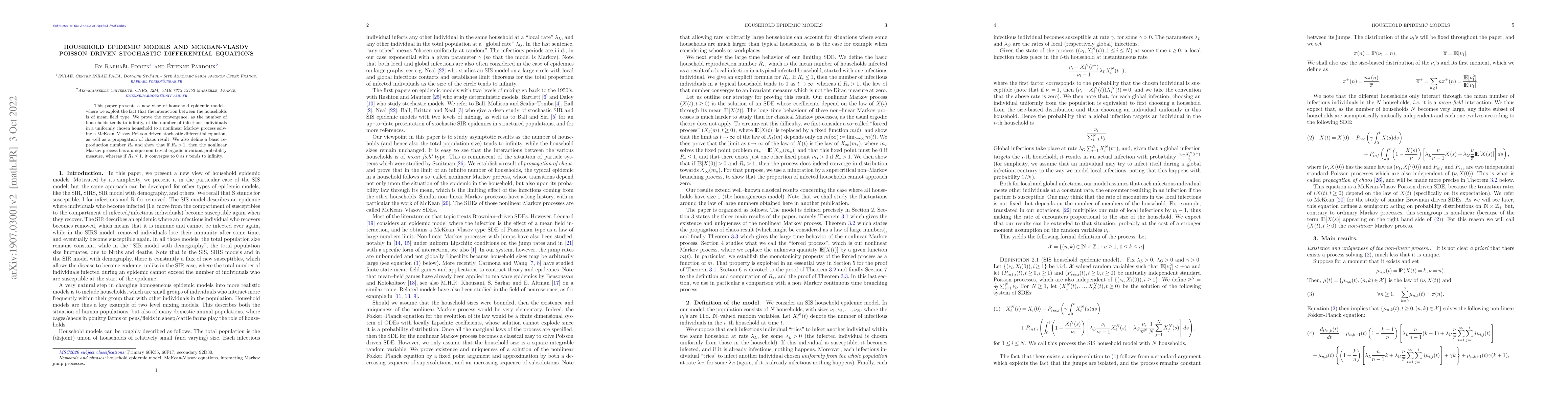 Thumbnail for Household epidemic models and McKean-Vlasov Poisson driven stochastic
  differential equations