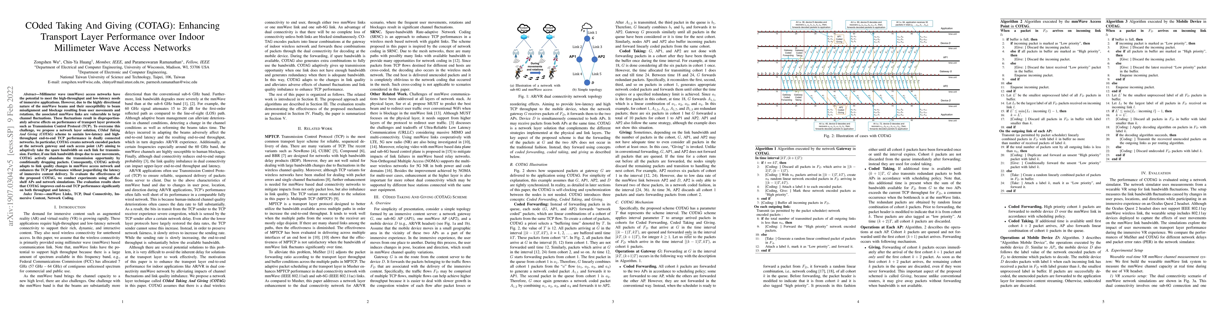 Thumbnail for COded Taking And Giving (COTAG): Enhancing Transport Layer Performance
  over Indoor Millimeter Wave Access Networks