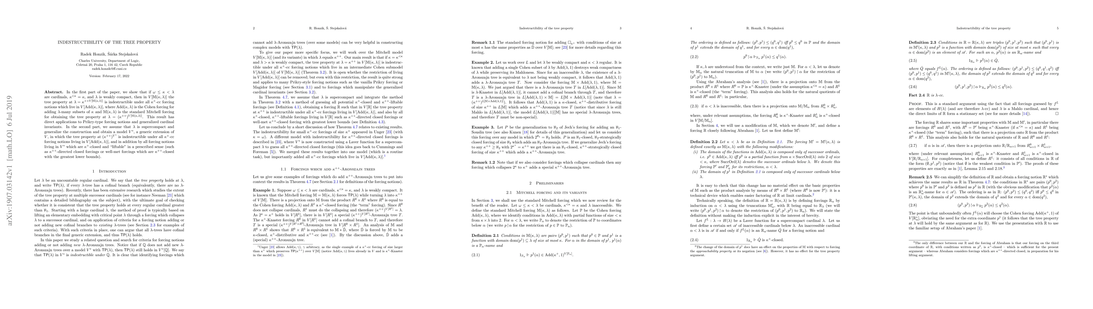 Thumbnail for Indestructibility of the tree property