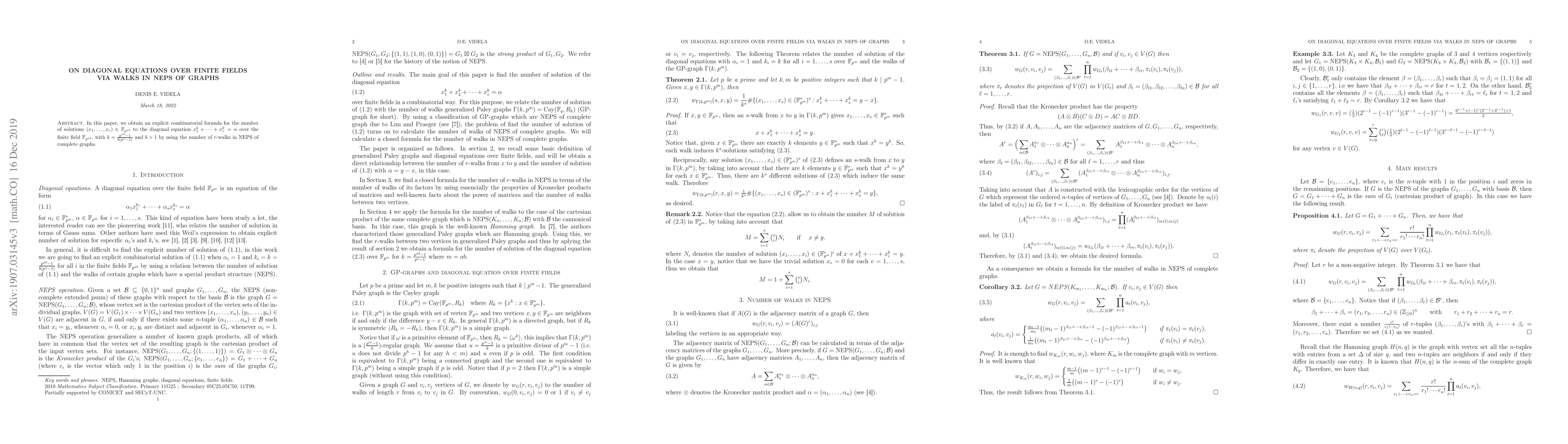 Thumbnail for On diagonal equations over finite fields via walks in NEPS of graphs