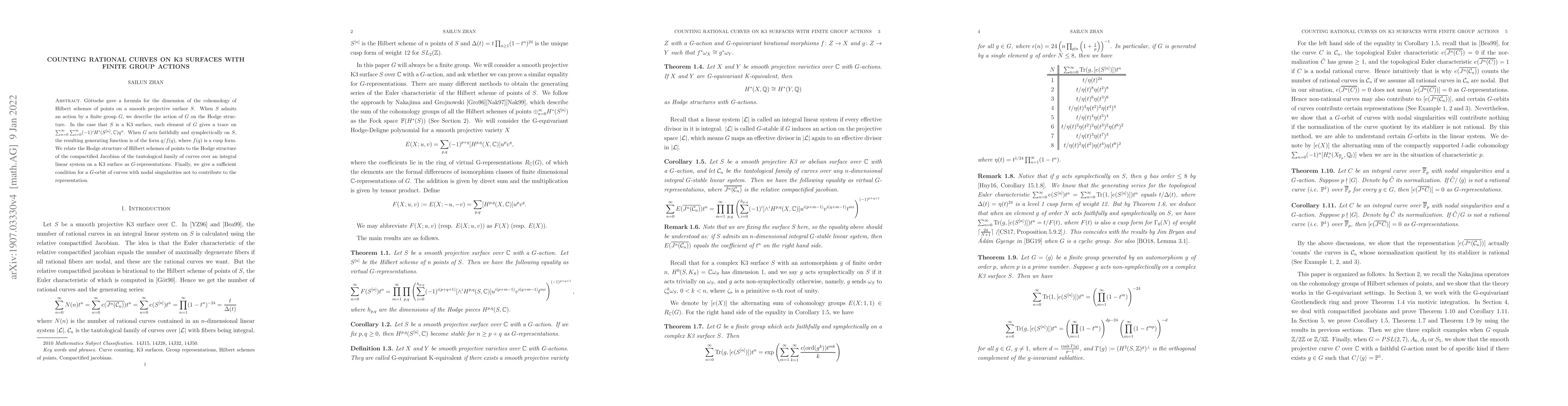 Thumbnail for Counting rational curves on K3 surfaces with finite group actions