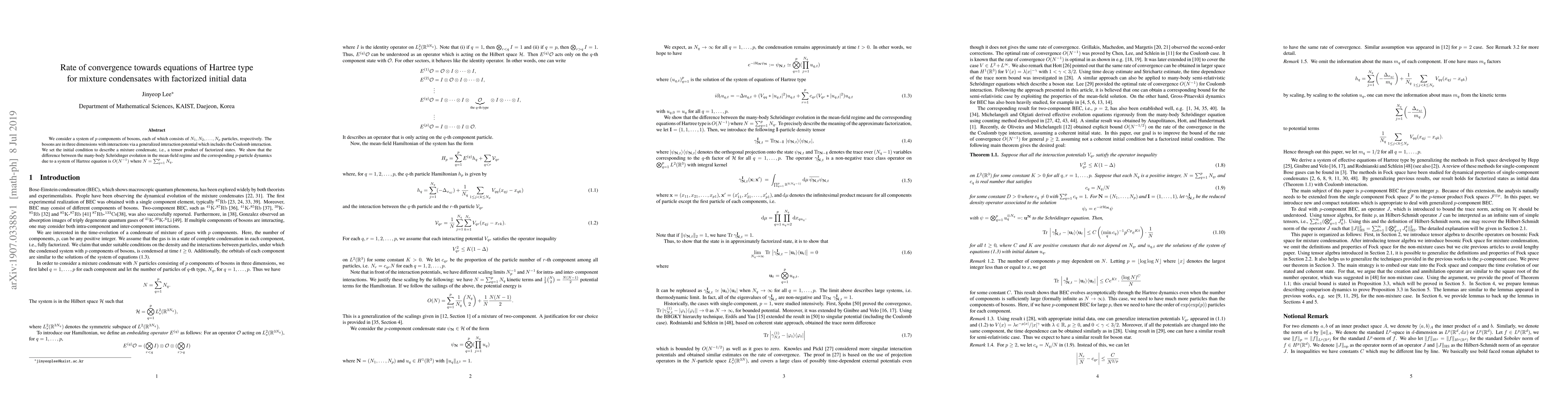 Thumbnail for Rate of convergence towards equations of Hartree type for mixture
  condensates with factorized initial data