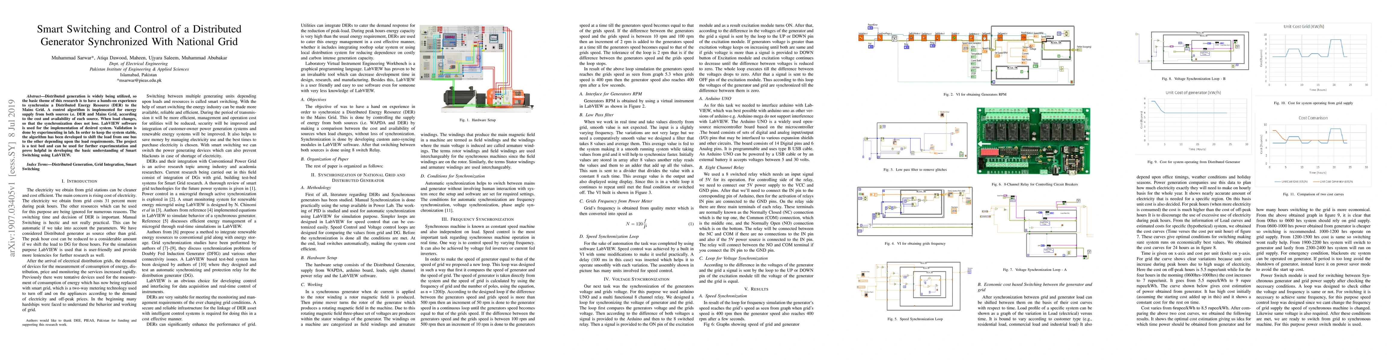 Thumbnail for Smart Switching and Control of a Distributed Generator Synchronized With
  National Grid