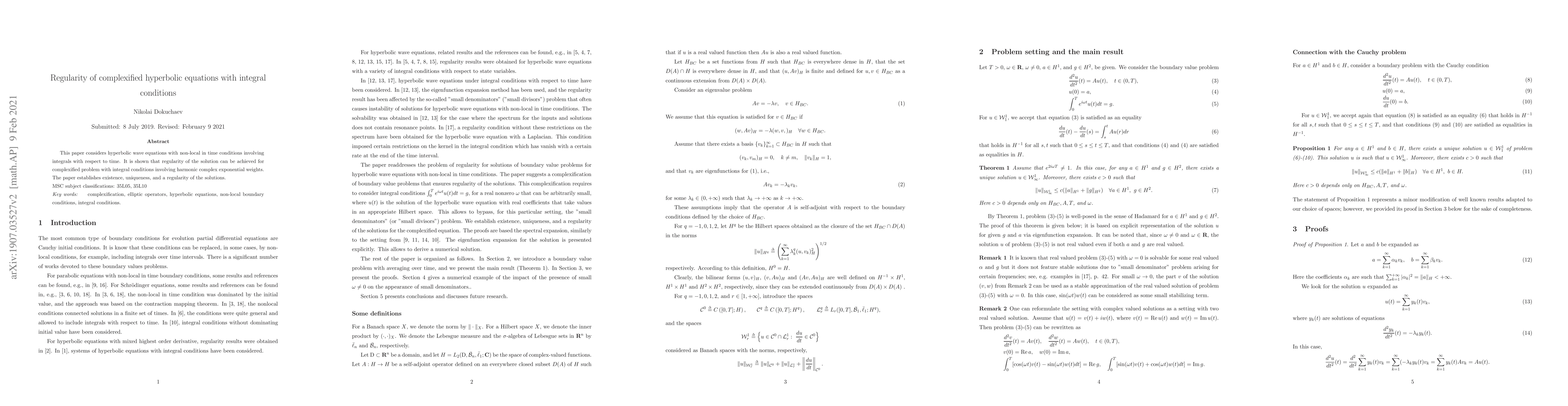 Thumbnail for Regularity of complexified hyperbolic equations with integral conditions