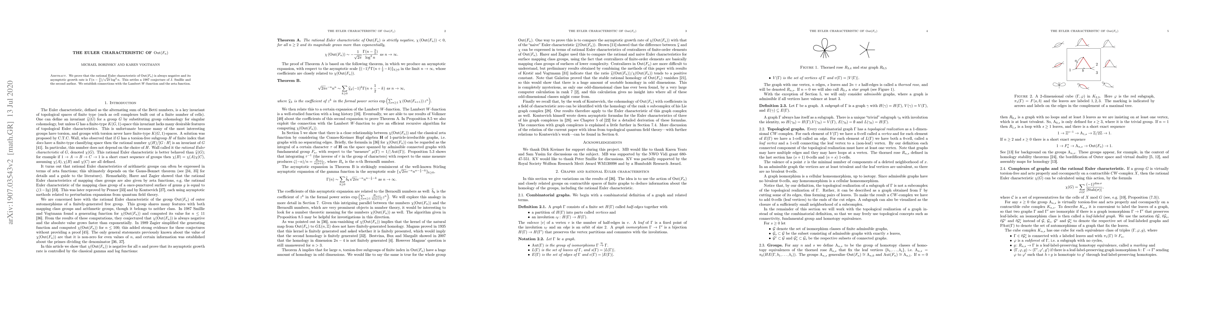 Thumbnail for The Euler characteristic of $\operatorname{Out}(F_n)$
